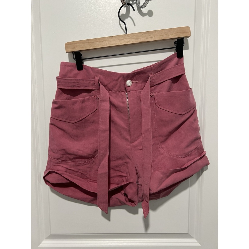 RAG & BONE Trail Belted High-Waist Shorts - Blush Pink - Size 2